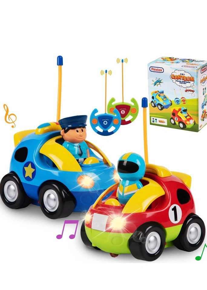 Prextex 2-in-1 Cartoon Police and Race Car Set - photo 3