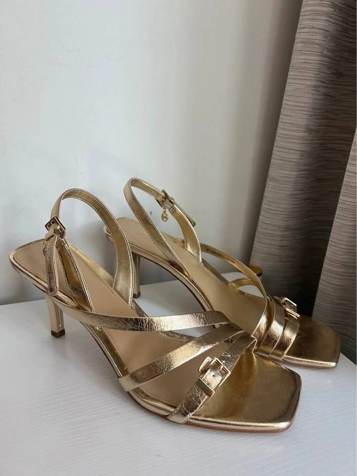 Michael Kors Metallic Gold Strappy Heeled Sandals Size 9 - photo 2