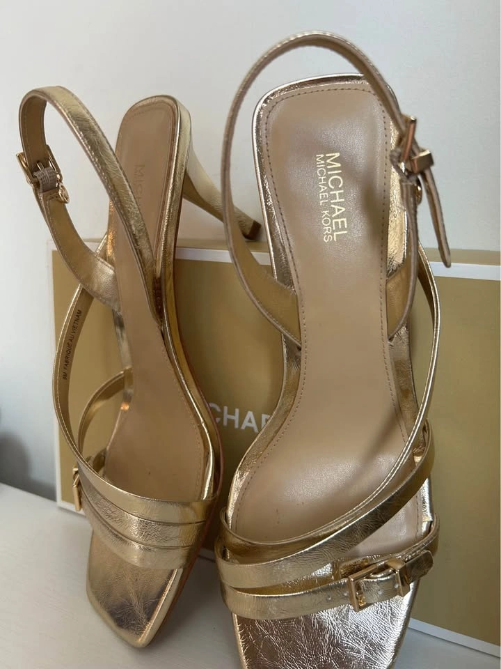 Michael Kors Metallic Gold Strappy Heeled Sandals Size 9 - photo 5