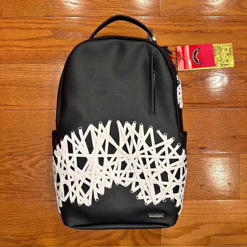 Sprayground Lace Maze Black White Bookbag New Large Backpack