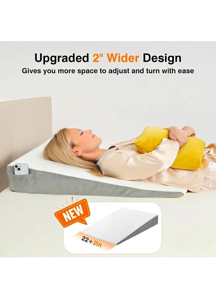 Bed Wedge Pillow with Dual Pockets