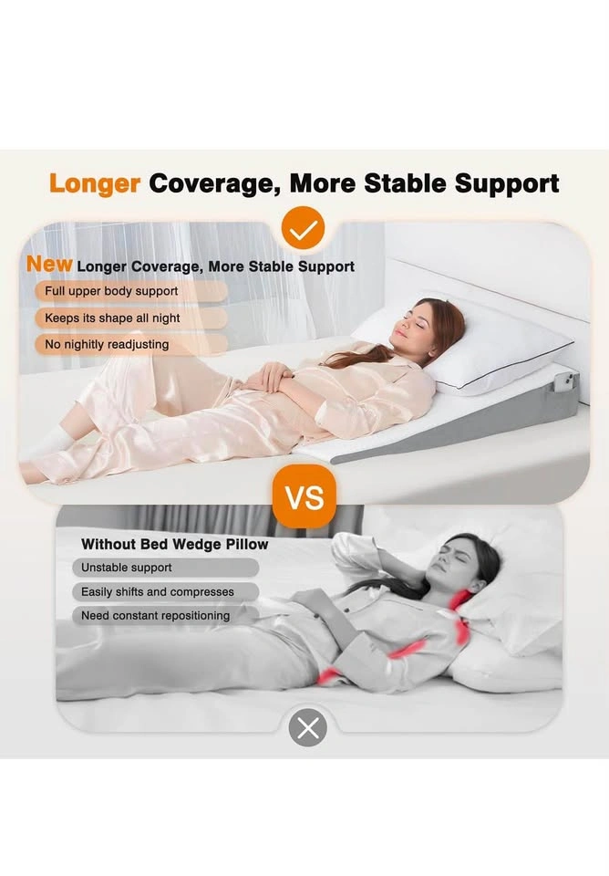 Bed Wedge Pillow with Dual Pockets - photo 4