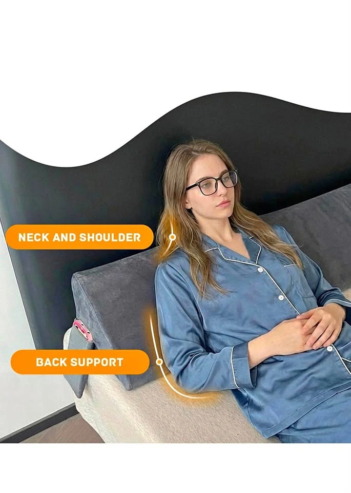Grey Velvet Wedge Reading Pillow