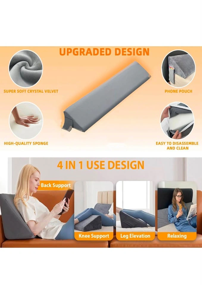 Grey Velvet Wedge Reading Pillow - photo 3