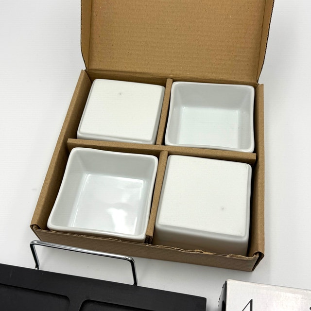 4 Appetizer Plates With a Wooden Tray - photo 3