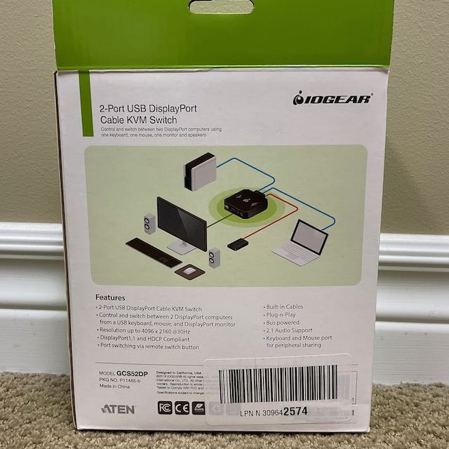 IOGear 2-Port USB DisplayPort Cable KVM Switch - photo 4