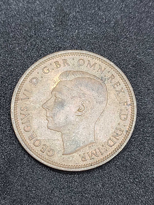 1945 George VI Half Penny Coin - photo 2