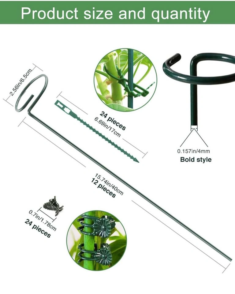12-Piece Green Plant Support Stakes with Clips and Ties - photo 2