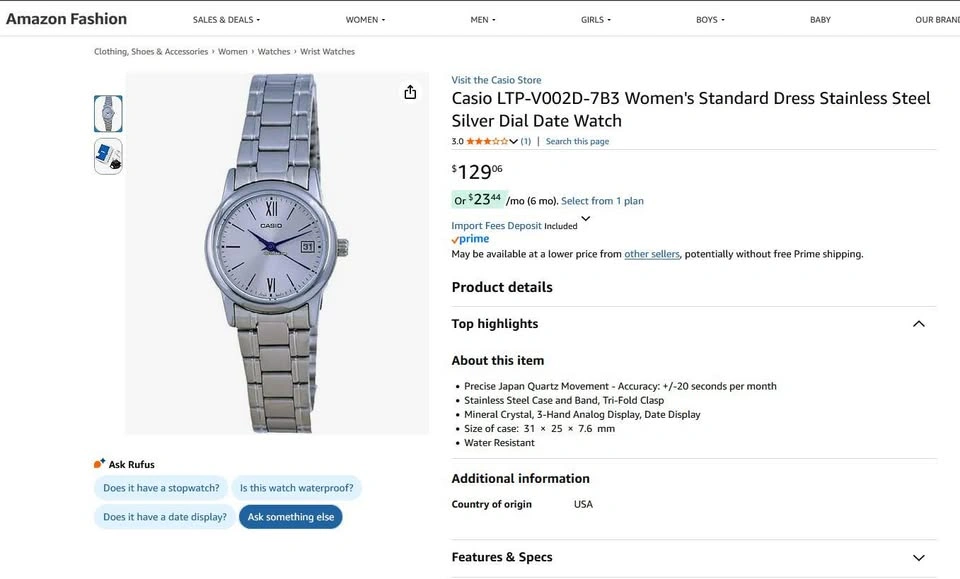 (brand new) Casio LTP-V002D stainless steel watch - photo 4