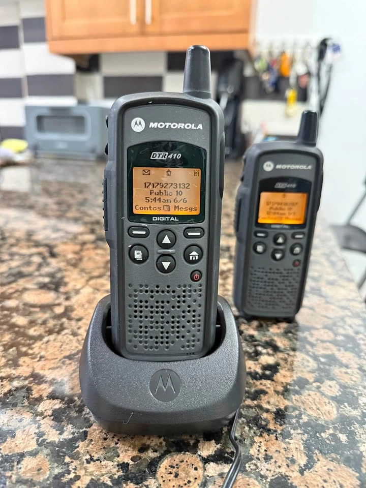 Motorola DTR410 Digital Two-Way Radio Pair with Accessories