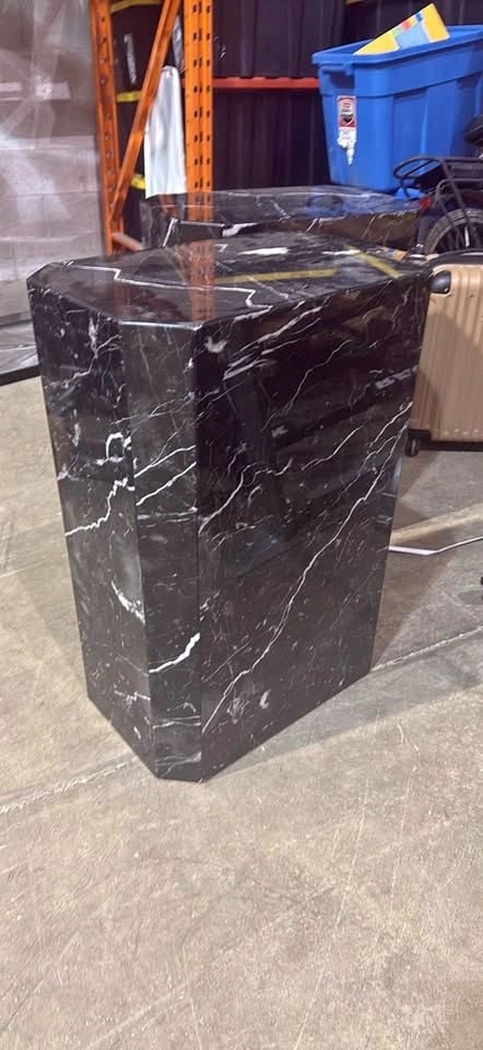 Pair of Heavy Black Marble Pedestal / Side Tables – 30” Tall