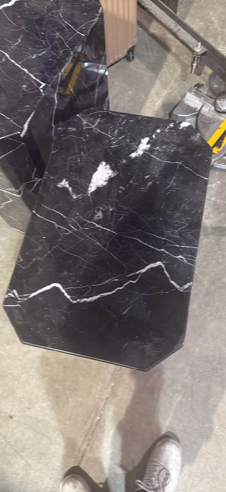 Pair of Heavy Black Marble Pedestal / Side Tables – 30” Tall - photo 4