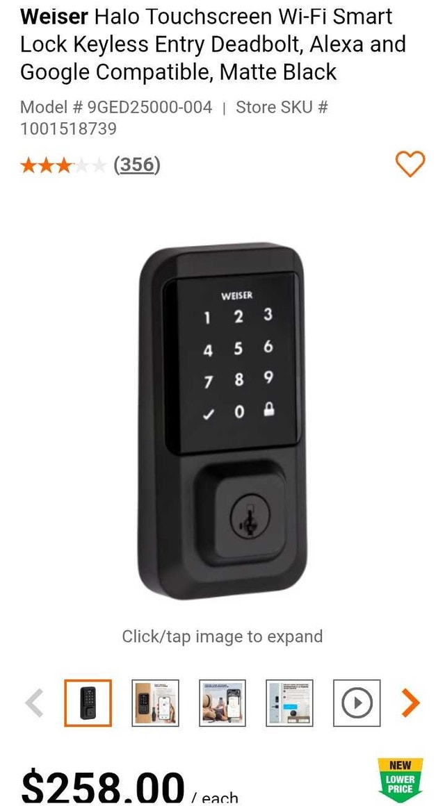 Halo touchscreen WiFi deadbolt smart lock. Keyless entry