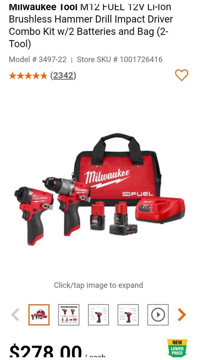 M12 FUEL 12V Brushless Hammer drill Impact driver combo kit