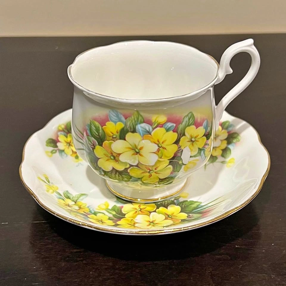 Vintage Royal Albert England Tea cup and Saucer / Yellow Floral