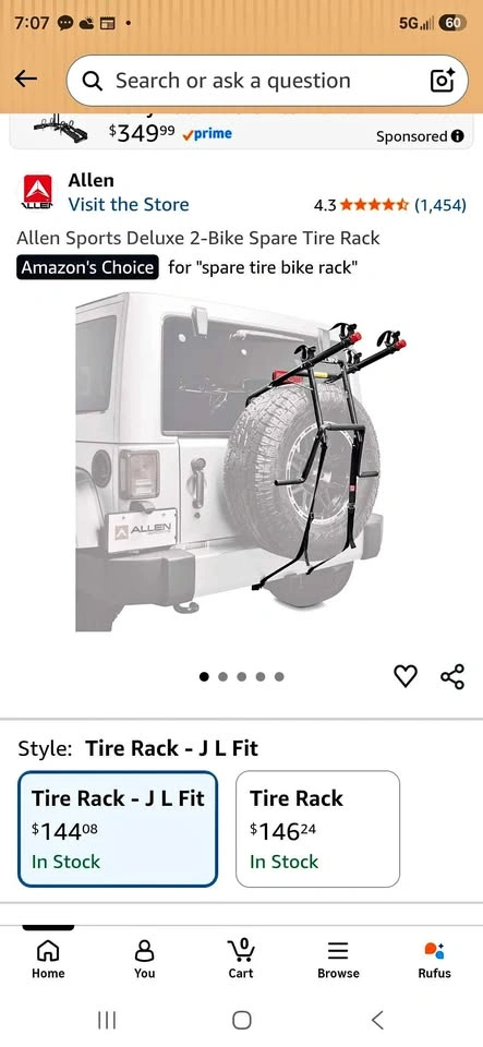 2-Bike Spare Tire Rack