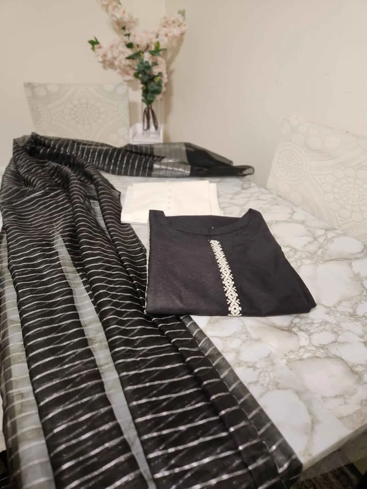 Black & White 3-Piece Kurta Set - photo 2