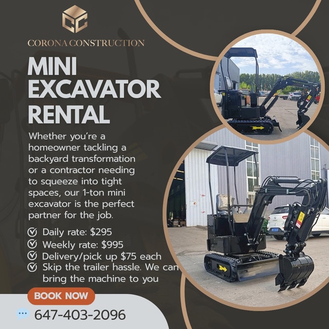 1-Ton Mini Excavator Rental