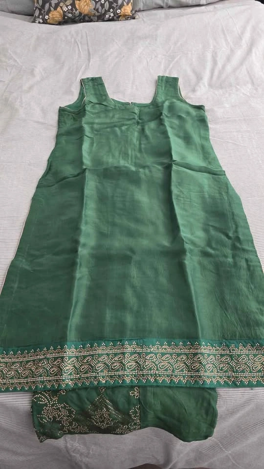 Bottle green palazzo suit, custom made - photo 3