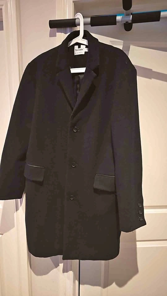 Mens black TOPMAN overcoat size LRG