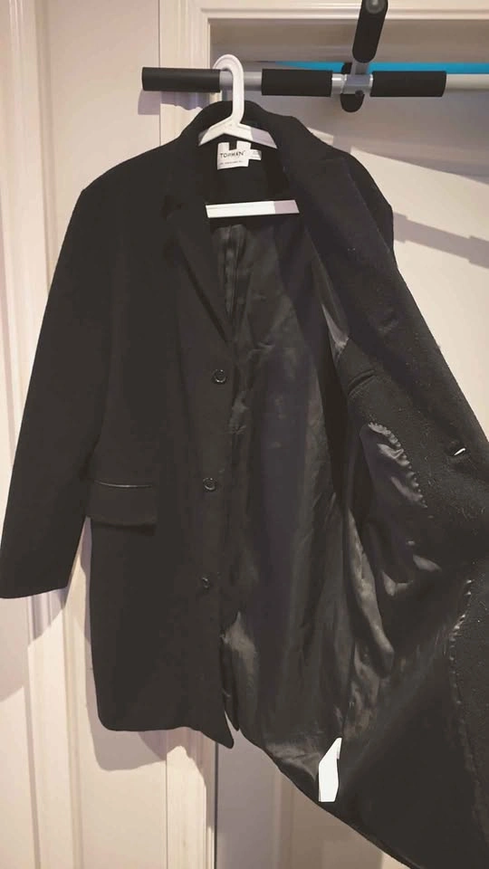Mens black TOPMAN overcoat size LRG - photo 3