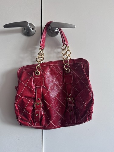 Vintage BERGE Wine Red leather handbag - Made In Italy