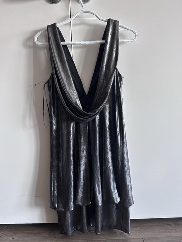 A.B.S. by Allen Schwartz Metallic Silver/Charcoal Dress - S - photo 2