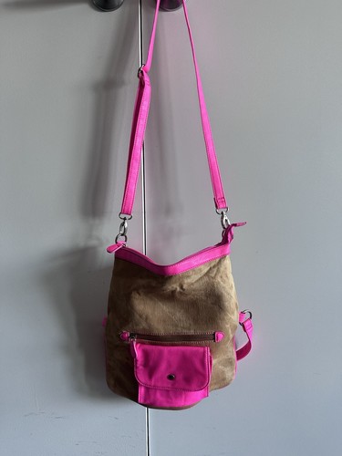 Collection B Hot Pink & Brown Convertible Crossbody Shoulder Bag