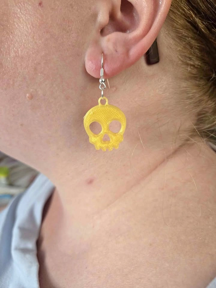 Gold Skull Earrings (3D Printed)