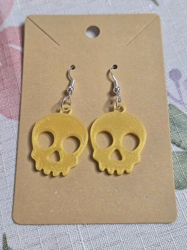 Gold Skull Earrings (3D Printed) - photo 2