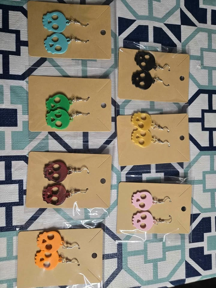 Gold Skull Earrings (3D Printed) - photo 3