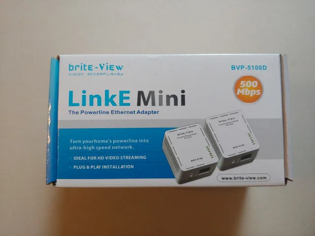 NEW brite-View 500Mbps Powerline Ethernet Adapter Kit thumbnail