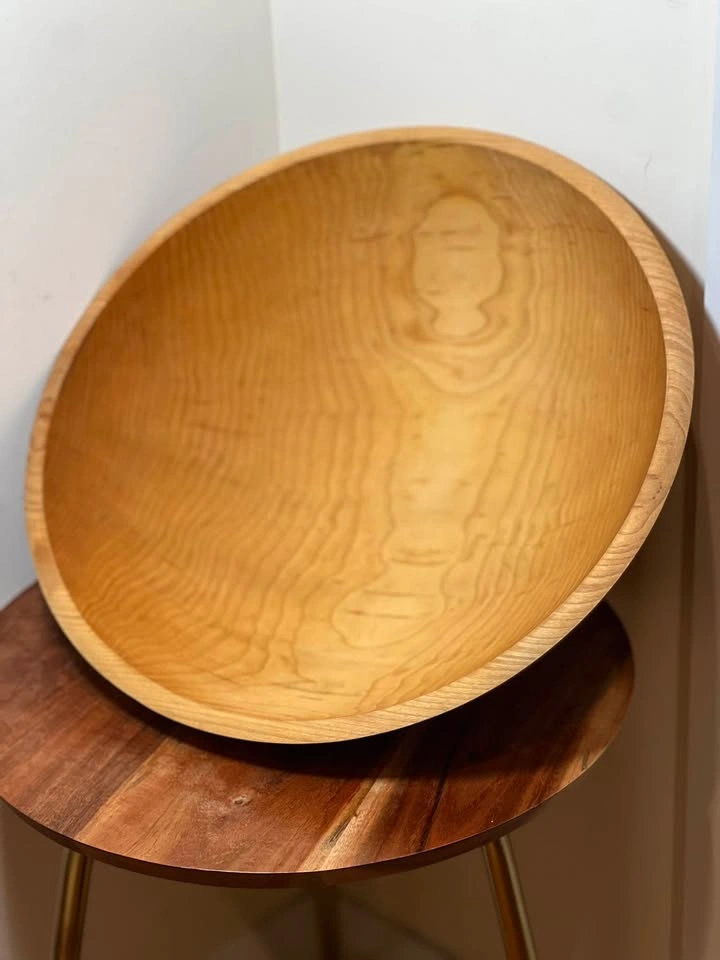 13.5" Vintage John McLeod Solid Wood Serving Bowl – Made in Verm - photo 2