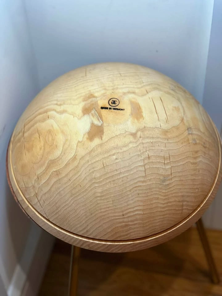 13.5" Vintage John McLeod Solid Wood Serving Bowl – Made in Verm - photo 5