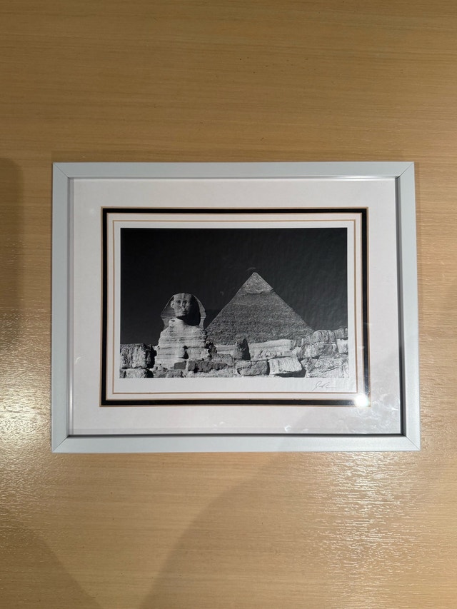 Framed Black & White Print of the Great Sphinx & Pyramid of Giza
