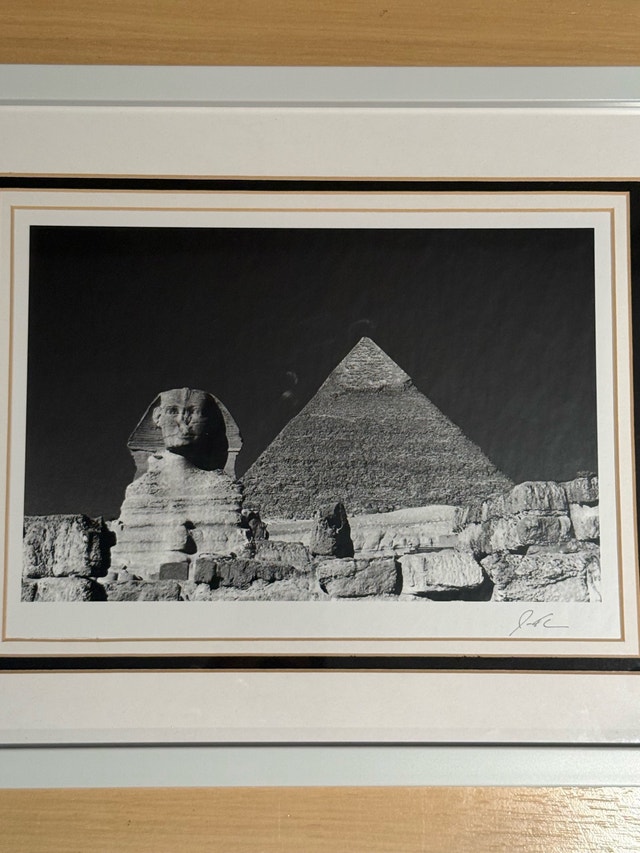 Framed Black & White Print of the Great Sphinx & Pyramid of Giza - photo 5