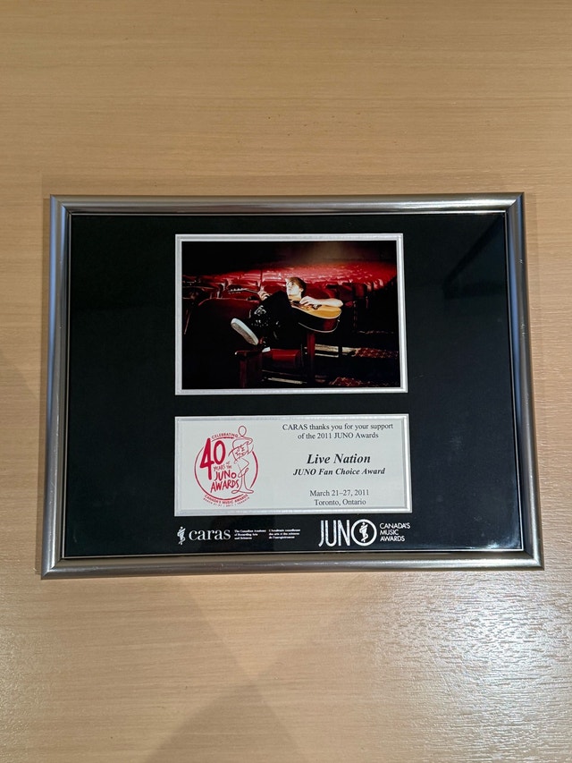 2011 JUNO Awards Framed Commemorative Display
