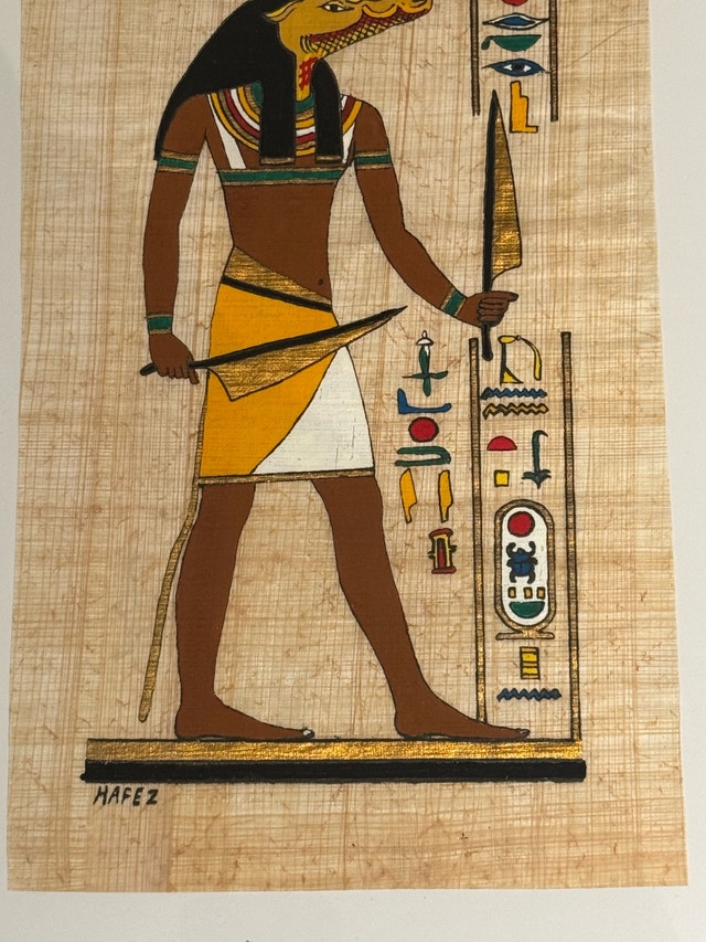 Egyptian Papyrus Painting with Sobek - photo 3