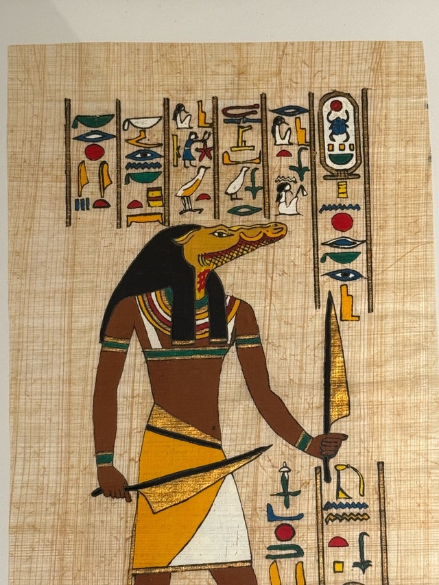 Egyptian Papyrus Painting with Sobek - photo 4