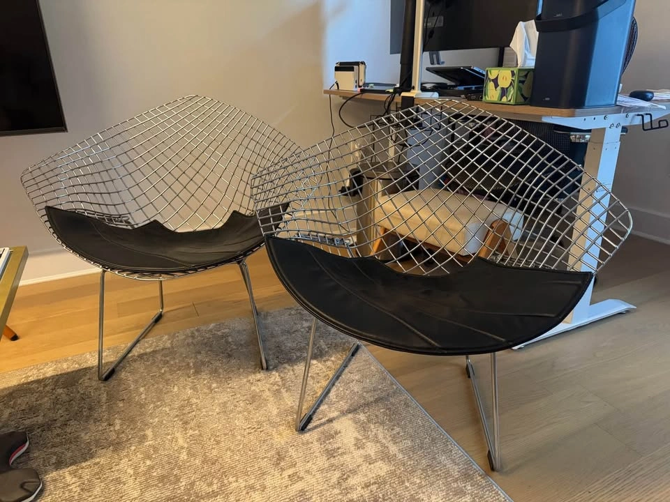 Pair of Bertoia-style Diamond Chairs - photo 2
