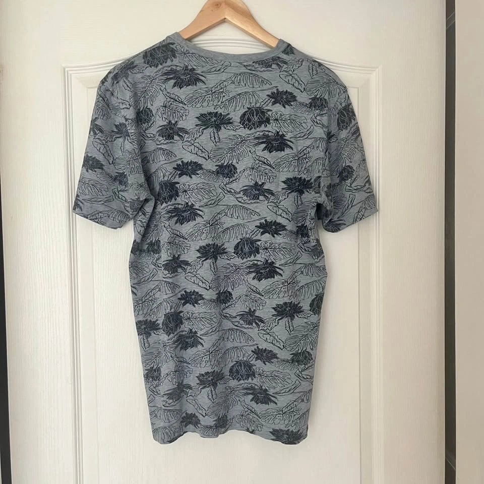 Le 31 men’s organic cotton t-shirt, floral, blue, Small - photo 2