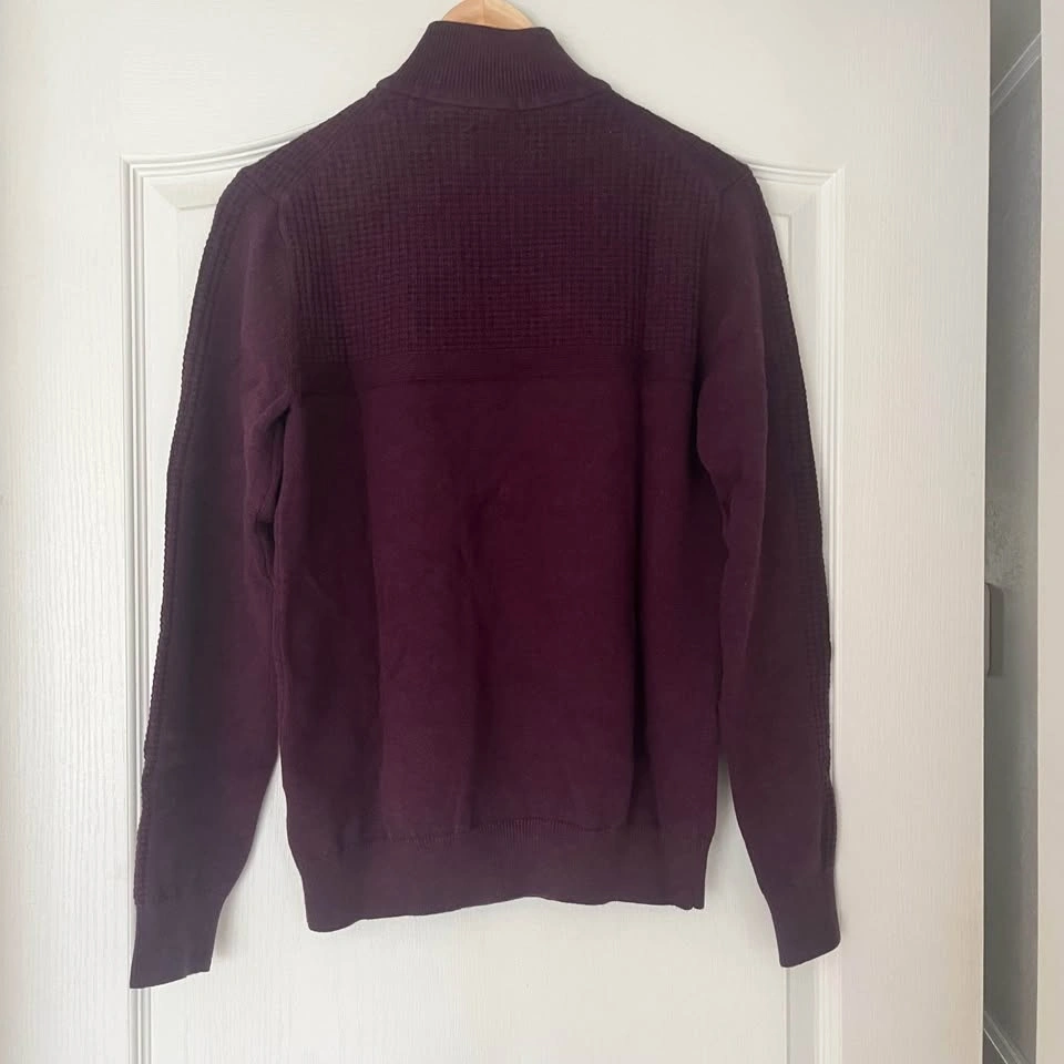 Daniel Hetcher quarter zip cotton plum/burgandy sweater, Small - photo 2