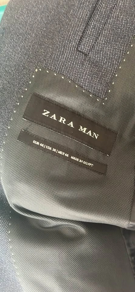 Men’s Zara Man Dark Navy Birdseye Blazer - Size 36 US/46 EU - photo 4