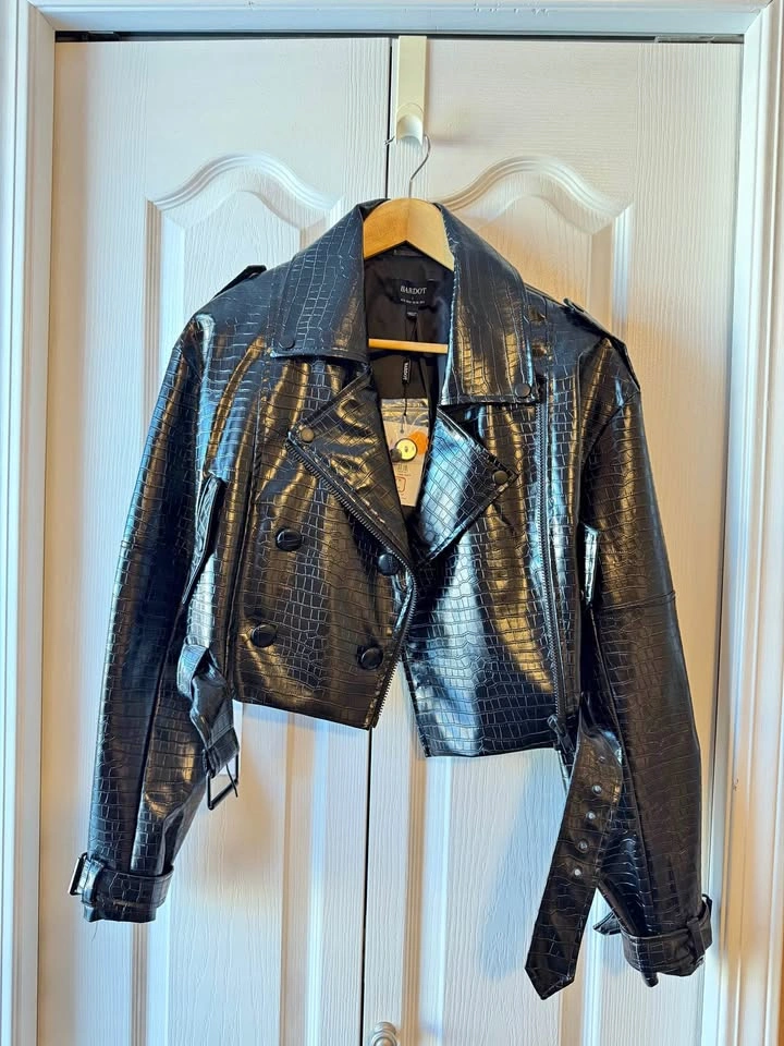 Bardot Croc Black Moto Jacket