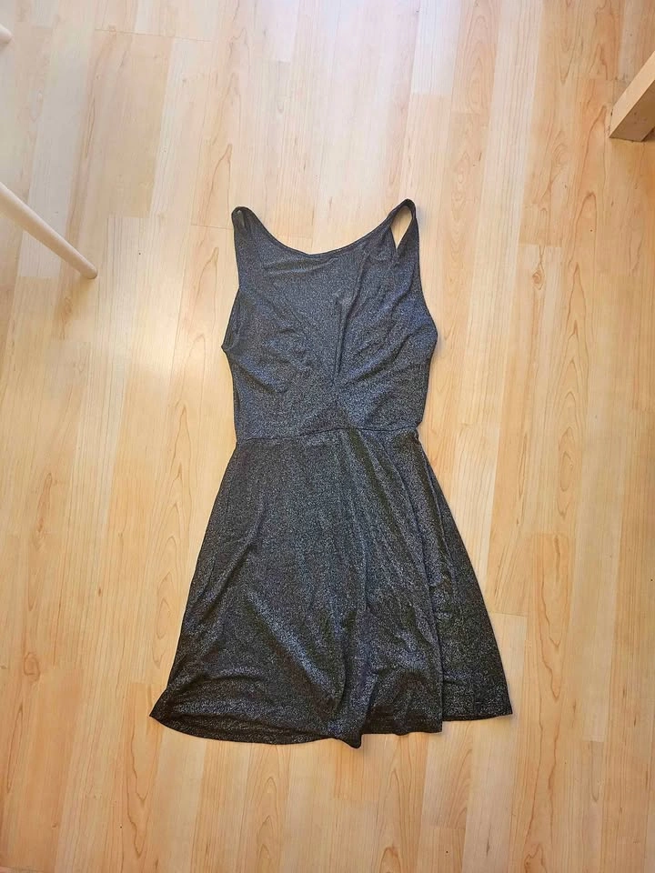 Black Glitter Sleeveless Fit and Flare Dress