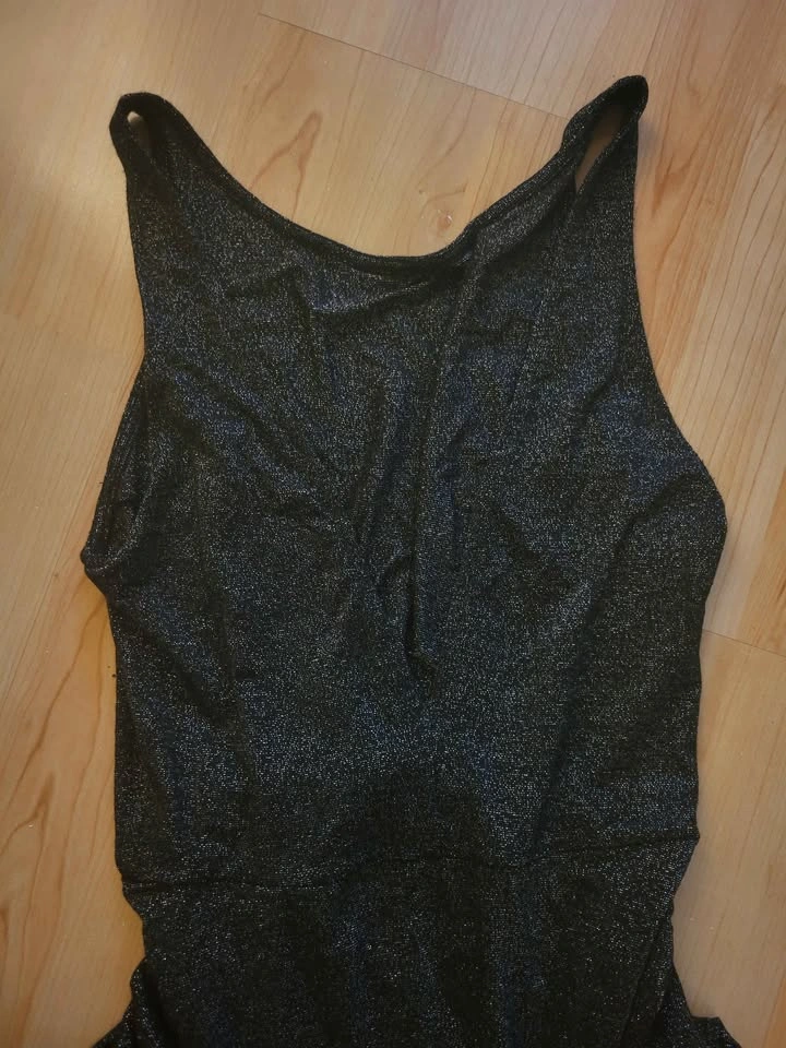Black Glitter Sleeveless Fit and Flare Dress - photo 2