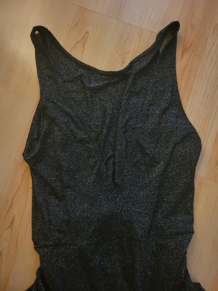 Black Glitter Sleeveless Fit and Flare Dress - photo 2