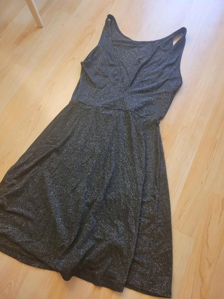 Black Glitter Sleeveless Fit and Flare Dress - photo 3