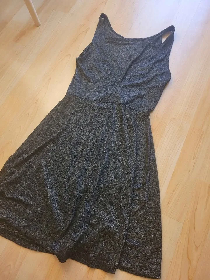 Black Glitter Sleeveless Fit and Flare Dress - photo 3