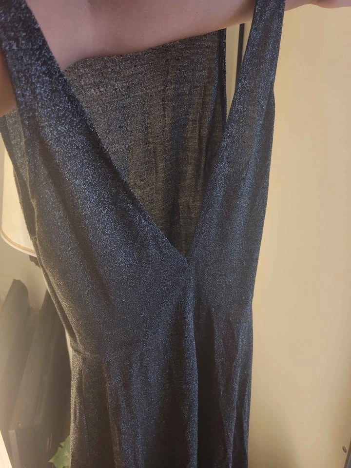 Black Glitter Sleeveless Fit and Flare Dress - photo 4